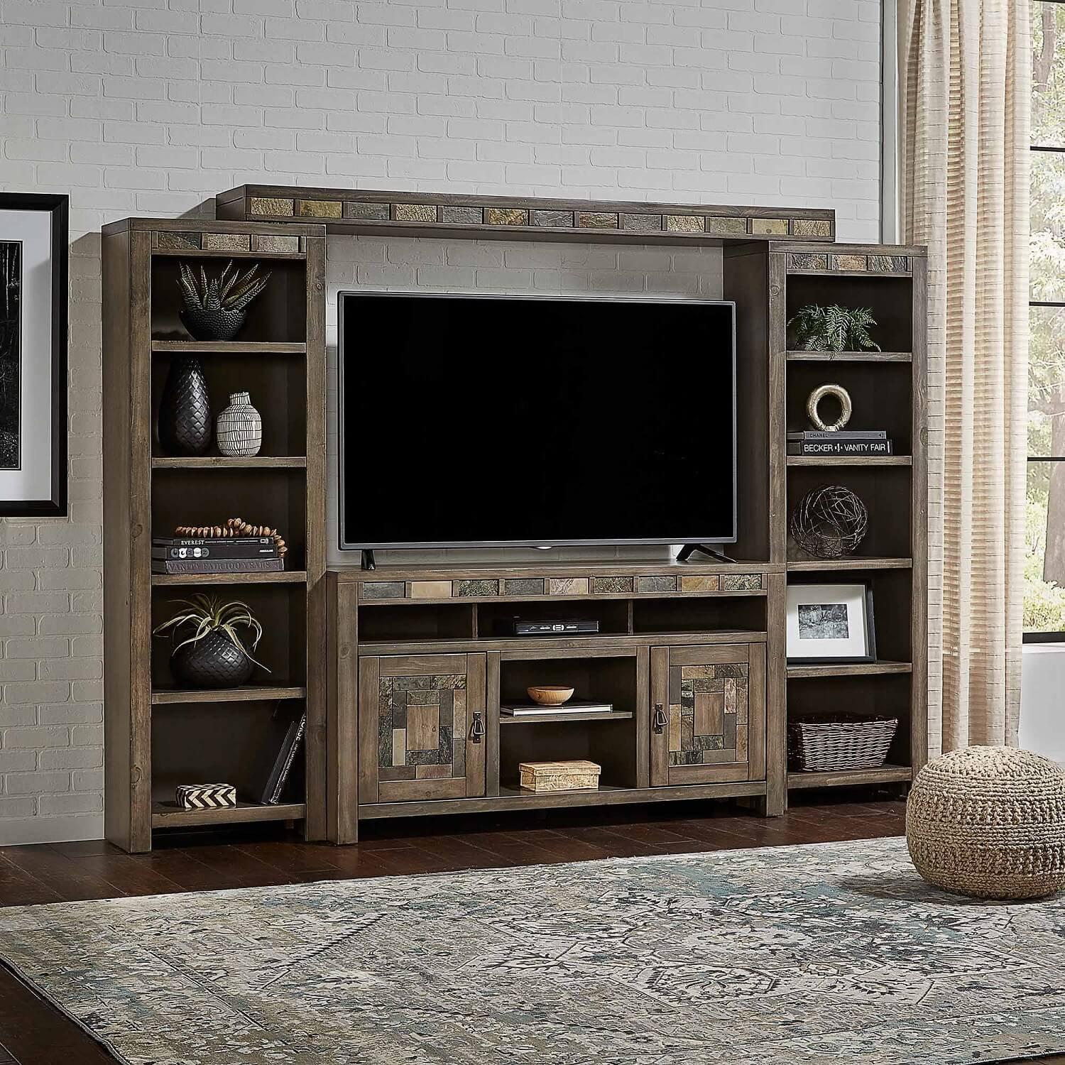 Rent to Own Oak Furniture West 4Piece Castle Creek Entertainment Wall at Aaron's today!